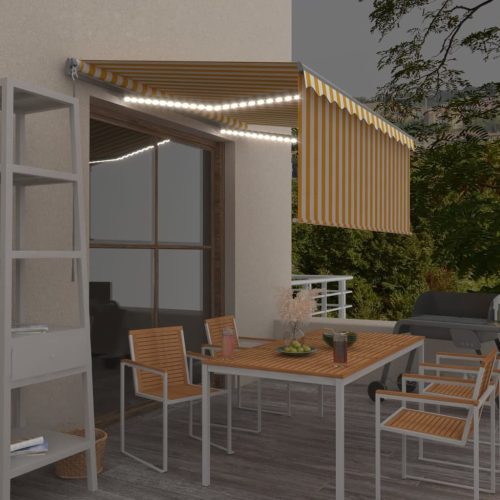 Tenda na ručno uvlačenje s roletom LED 3 x 2,5 m žuto-bijela