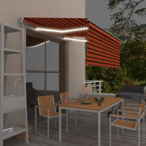 Tenda na ručno uvlačenje s roletom LED 3x2,5 m narančasto-smeđa