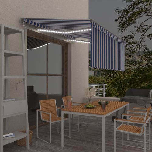 Automatska tenda s roletom i senzorom LED 3x2,5 m plavo-bijela