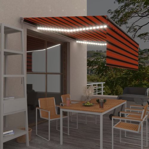 Tenda na ručno uvlačenje s roletom LED 4 x 3 m narančasto-smeđa
