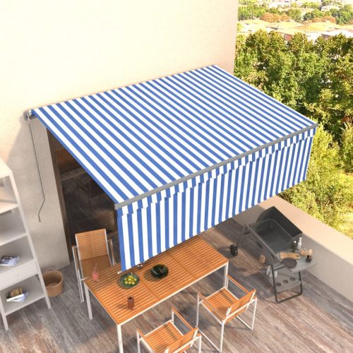 Tenda na ručno uvlačenje s roletom 4,5 x 3 m plavo-bijela