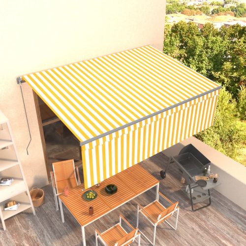 Tenda na ručno uvlačenje s roletom 4,5 x 3 m žuto-bijela