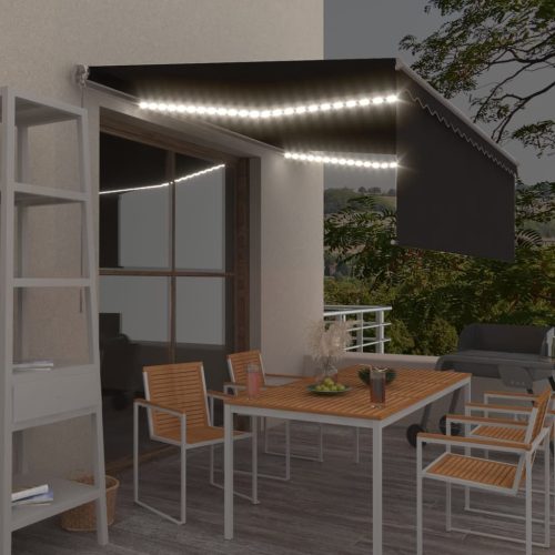 Tenda na ručno uvlačenje s roletom LED 4,5 x 3 m antracit