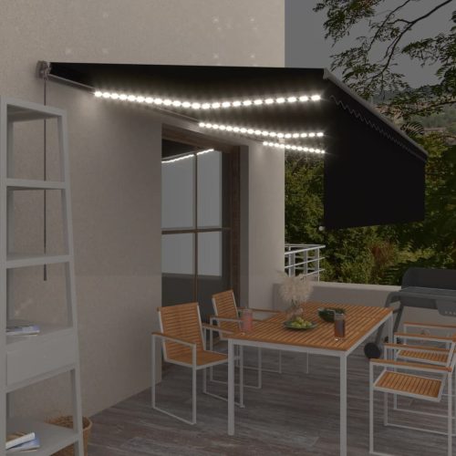 Tenda na ručno uvlačenje s roletom LED 6 x 3 m antracit