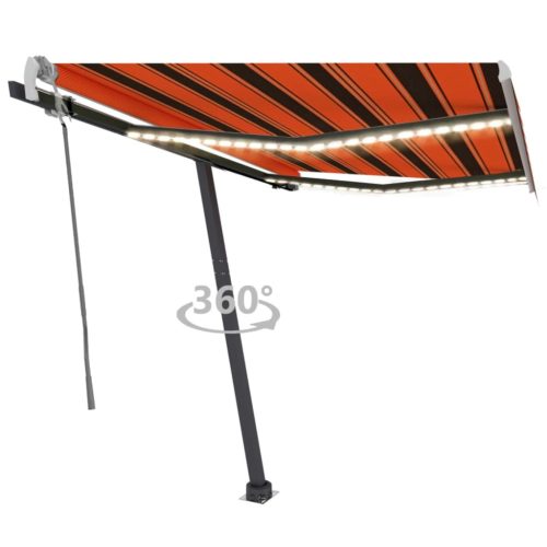 Tenda na ručno uvlačenje LED 300 x 250 cm narančasto-smeđa