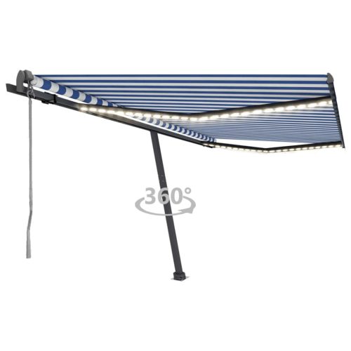 Automatska tenda sa senzorom LED 450x350 cm plavo-bijela