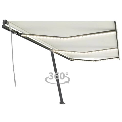 Tenda na ručno uvlačenje s LED svjetlima 600 x 300 cm krem