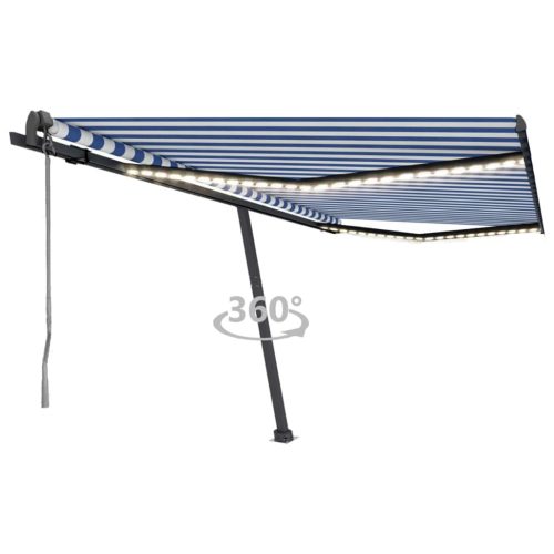 Automatska tenda sa senzorom LED 400x350 cm plavo-bijela