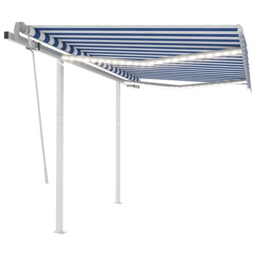 Tenda na ručno uvlačenje s LED svjetlima 3 x 2,5 m plavo-bijela