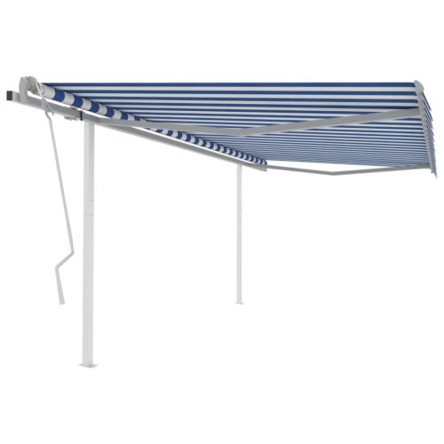 Tenda na ručno uvlačenje sa stupovima 4 x 3,5 m plavo-bijela
