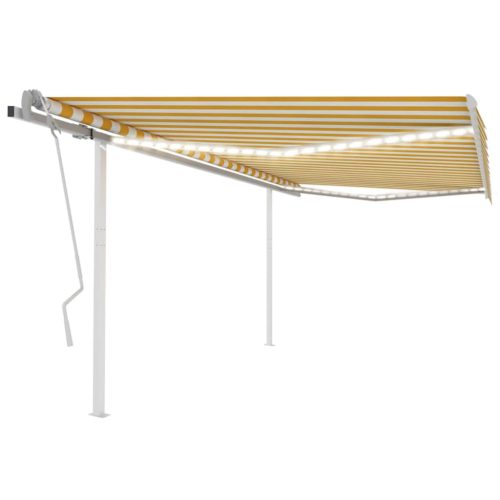Tenda na ručno uvlačenje s LED svjetlima 4 x 3,5 m žuto-bijela