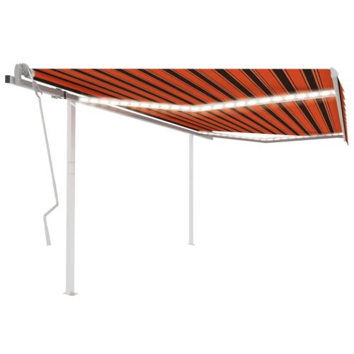 Tenda na ručno uvlačenje LED 4x3,5 m narančasto-smeđa
