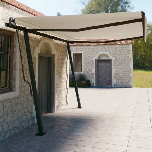 Tenda na ručno uvlačenje sa stupovima 4,5 x 3 m krem