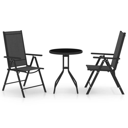 3-dijelni bistro set od aluminija i tekstilena crni