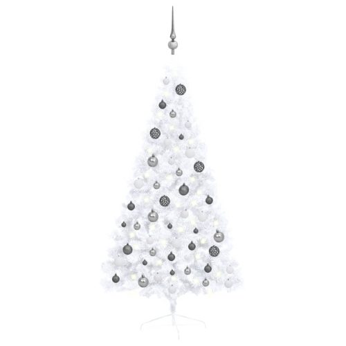 Umjetna osvijetljena polovica božićnog drvca bijela 150 cm