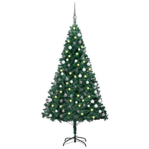 Umjetno osvijetljeno božićno drvce s kuglicama zeleno 120cm PVC