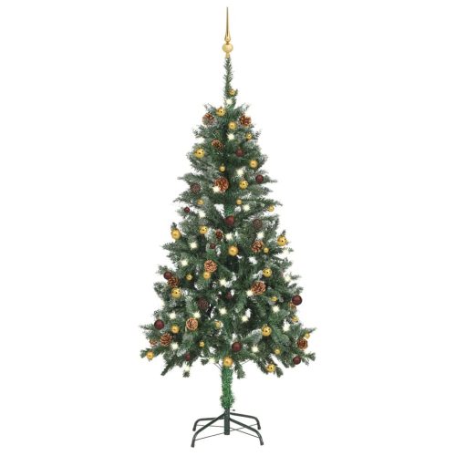 Umjetno osvijetljeno božićno drvce s kuglicama 150 cm