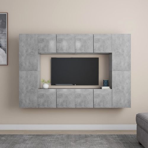8-dijelni set TV ormarića siva boja betona konstruirano drvo