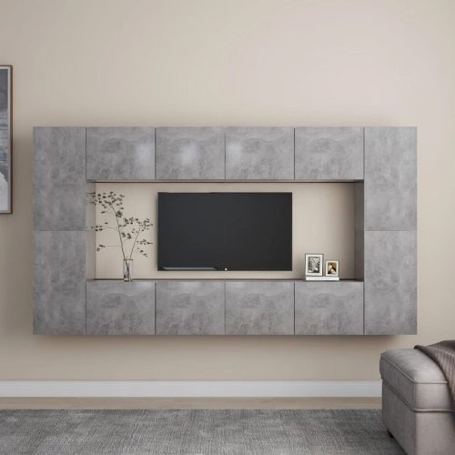 8-dijelni set TV ormarića siva boja betona konstruirano drvo