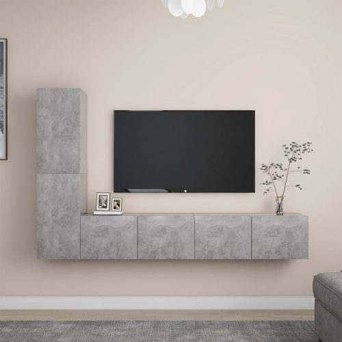 4-dijelni set TV ormarića siva boja betona konstruirano drvo