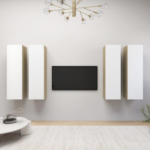 TV ormarići 4 kom bijeli/hrasta 30,5x30x110cm konstruirano drvo