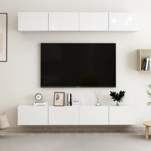 TV ormarići 4 kom sjajni bijeli 100x30x30 cm konstruirano drvo