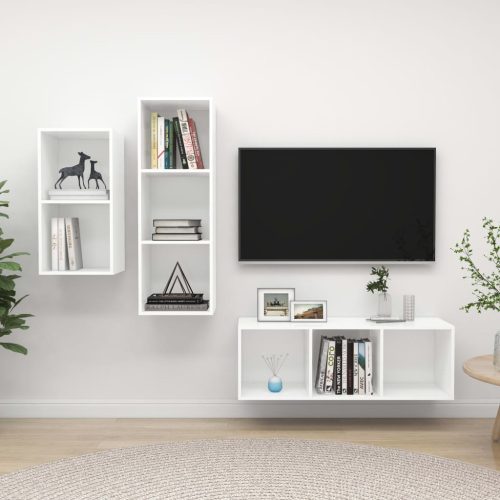 3-dijelni set TV ormarića bijeli od konstruiranog drva