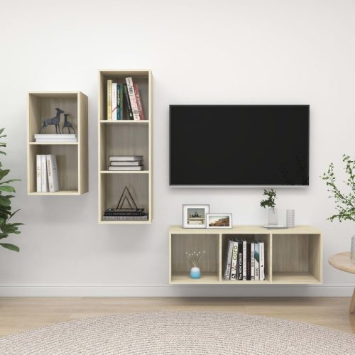 3-dijelni set TV ormarića boja hrasta sonome konstruirano drvo