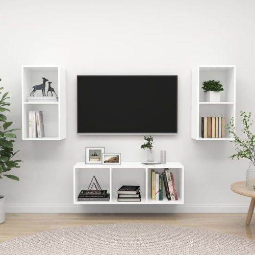 3-dijelni set TV ormarića bijeli od konstruiranog drva