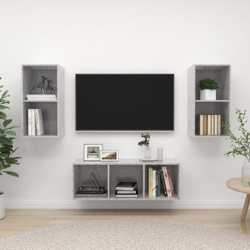 3-dijelni set TV ormarića siva boja betona konstruirano drvo