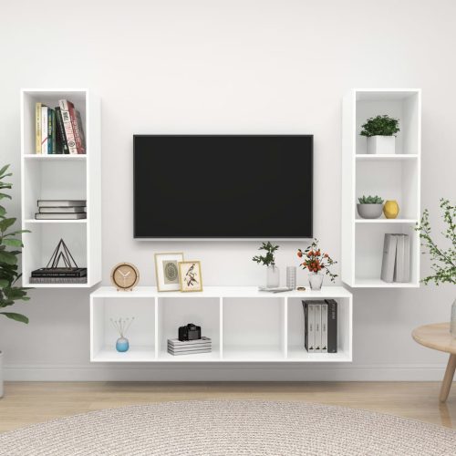3-dijelni set TV ormarića bijeli od konstruiranog drva