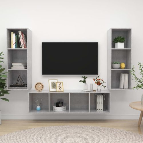 3-dijelni set TV ormarića siva boja betona konstruirano drvo