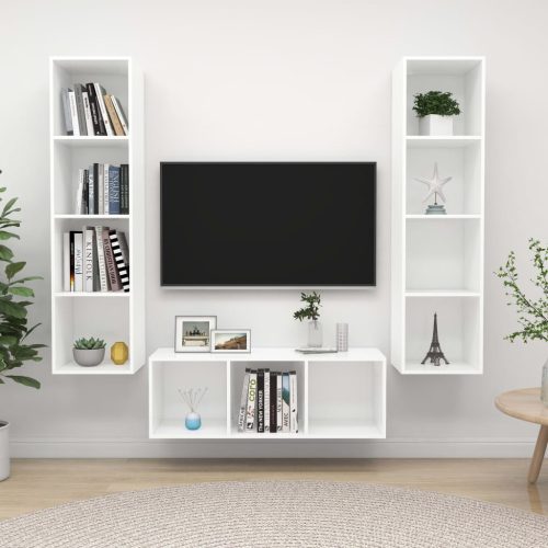 3-dijelni set TV ormarića bijeli od konstruiranog drva
