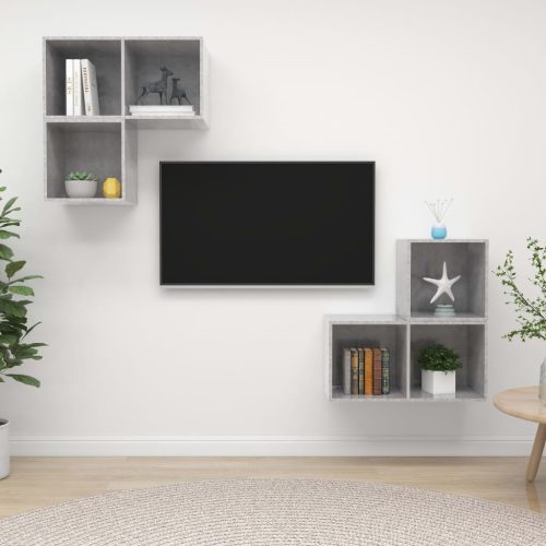 4-dijelni set TV ormarića siva boja betona konstruirano drvo