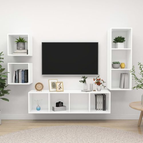 4-dijelni set TV ormarića bijeli od konstruiranog drva