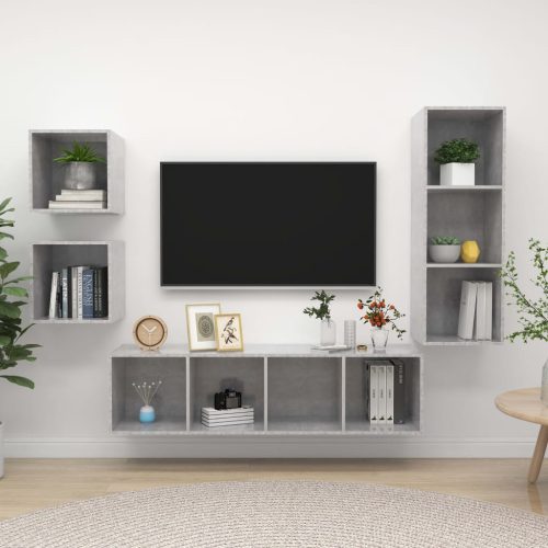 4-dijelni set TV ormarića siva boja betona konstruirano drvo
