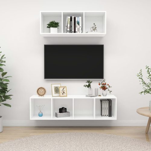 2-dijelni set TV ormarića bijeli od konstruiranog drva
