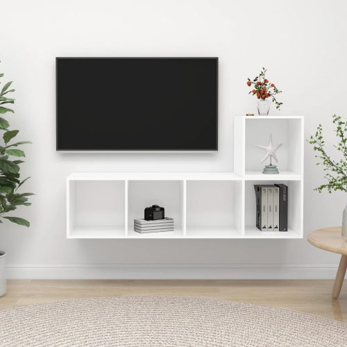 2-dijelni set TV ormarića bijeli od konstruiranog drva