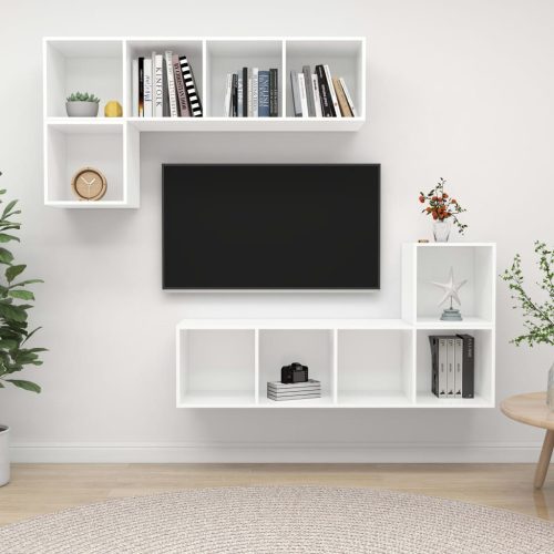 4-dijelni set TV ormarića bijeli od konstruiranog drva
