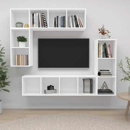 4-dijelni set TV ormarića bijeli od konstruiranog drva