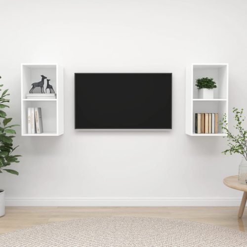 Zidni TV ormarići 2 kom bijeli od konstruiranog drva