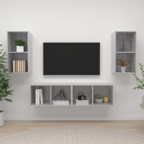Zidni TV ormarići 4 kom siva boja betona od konstruiranog drva