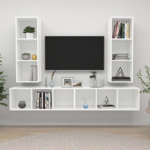Zidni TV ormarići 4 kom bijeli od konstruiranog drva