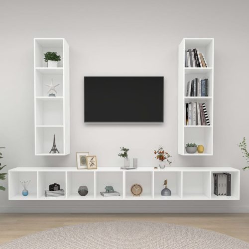 Zidni TV ormarići 4 kom bijeli od konstruiranog drva