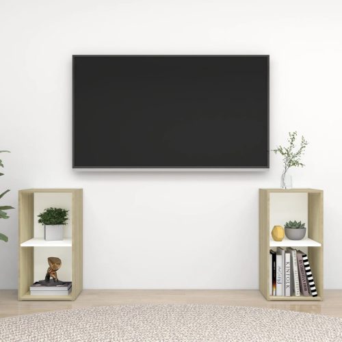 TV ormarić 2 kom bijeli i hrast 72x35x36,5 cm konstruirano drvo