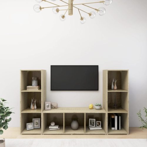 TV ormarići 3 kom boja hrasta 107x35x37 cm konstruirano drvo