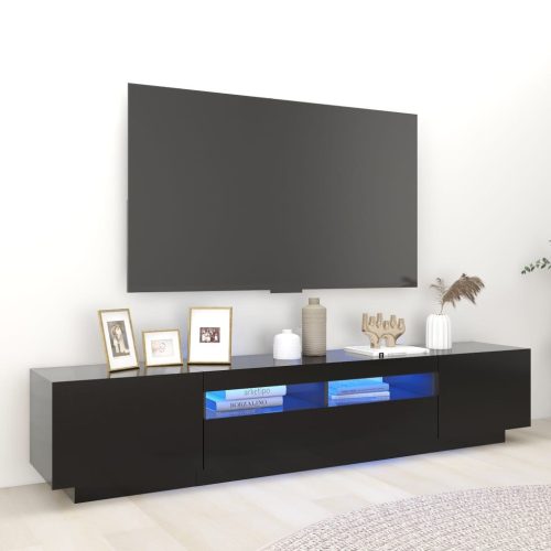 TV ormarić s LED svjetlima crni 200 x 35 x 40 cm