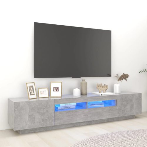 TV ormarić s LED svjetlima siva boja betona 200 x 35 x 40 cm