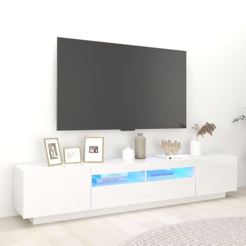 TV ormarić s LED svjetlima visoki sjaj bijeli 200 x 35 x 40 cm