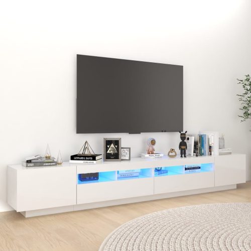 TV ormarić s LED svjetlima visoki sjaj bijeli 260 x 35 x 40 cm